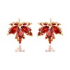 Thanksgiving Maple Leaf Earrings Orange Crystal Maple Leaf Hoop Earrings