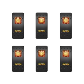 BACAUTOPARTS 6 Pack Dual Orange Lens Marine Boat Rocker Switch Cover Cap Replacement for Carling Actuator/Rocker Switch Dashboard, with Switch Sticker Label