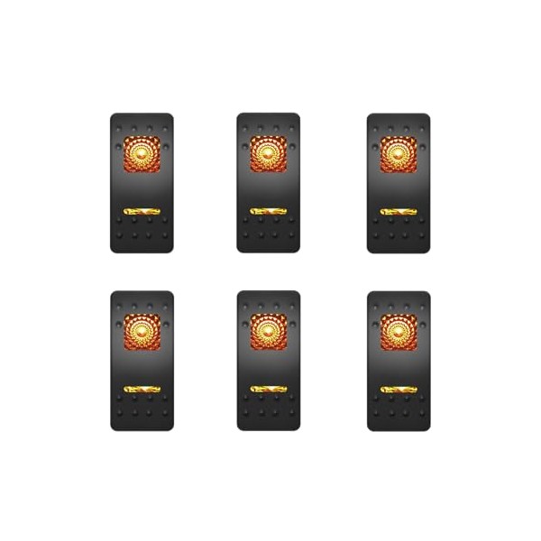 BACAUTOPARTS 6 Pack Dual Orange Lens Marine Boat Rocker Switch