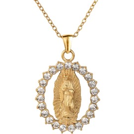 LuckyLy Collares para Mujer Oro 18K Virgen Guadalupe Regalos Mamá y Navidad