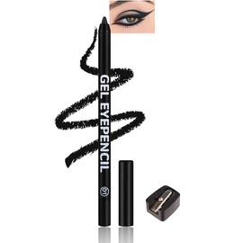 Waterline Gel Eyeliner Pencil, black Waterproof Smudge-Proof Long Lasting Eye Liner pencil with Sharpener, Hypoallergenic Creamy Smooth Eyeliner Pencils, High-Pigment Creamy Matte Formula-01