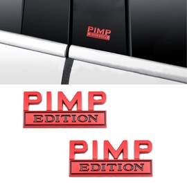 CARRUN 2 Pcs Edition Emblem Car Side Rear Front Hood Trunk Door Badge 3D Decal Sticker Fit for Car Truck SUV (Pimp, Red) CR-PE2