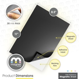 TMS Magnetic Sheet, Tape and Strips with or Without Self-Adhesive Backing for Stickers | Die and Craft Storage | Flexible Rubber Magnet | 10 Sheets | 20mil or 30 mil Thick | 8.5” x 11”