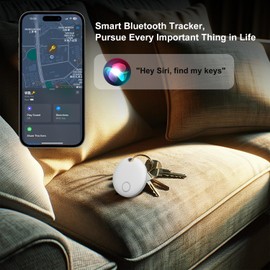 Bluetooth Key Finder Luggage Tracker Anti-Lost Tag Item Locator for Keys, Wallet, Luggage, Works with Apple Find My (iOS only), Waterproof, Replaceable Battery,without monthly fees,1 Pack White