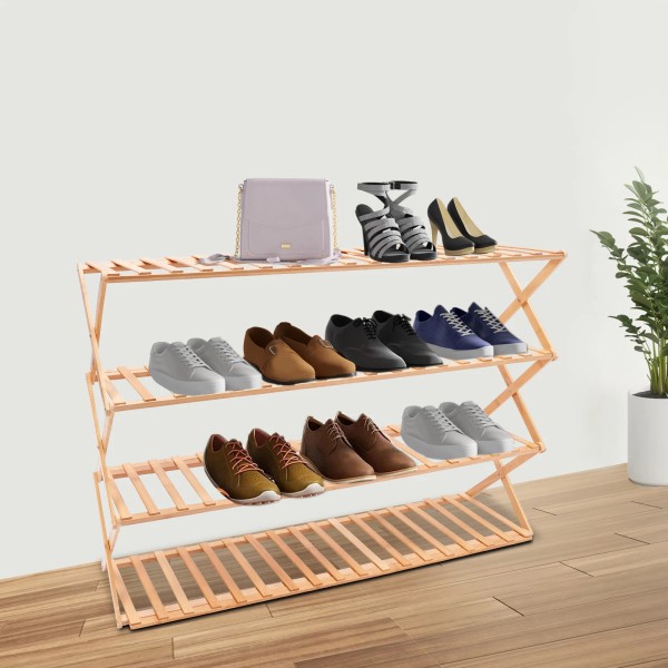 Unbranded Living Room Shoe Rack 4-Tier Foldable Shoe Shelf Entryway