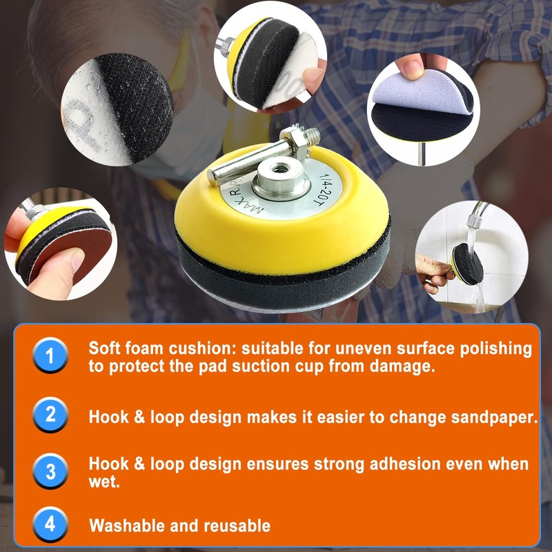 Wanmutrun 75MM Sanding Disc Backing Pads 4Piece 6MM Connect Shaft