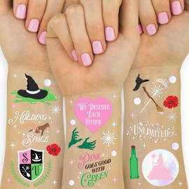 xo, Fetti Pink + Green Witch Temporary Tattoos - 50 iridescent Foil Pcs | Popular Birthday Accessory, Kids Wizard Party Favor, Cute DIY Activity, Unlimited Decor