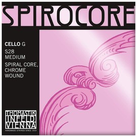 Thomastik Spirocore Cello Strings, Single G String, S28, 4/4 Size, Steel Core Chrome Wound