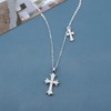 VQGRIXZCE S925 Sterling Silver Dainty Double Christian Faith Cross pendent
