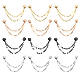 WLLHYF 12 Pcs Magnetic Clothing Pins Multi-Function Metal Magnetic Clothing Clips with Chain Securely Hold Fabrics in Place for Hijab, Scarves, Trousers