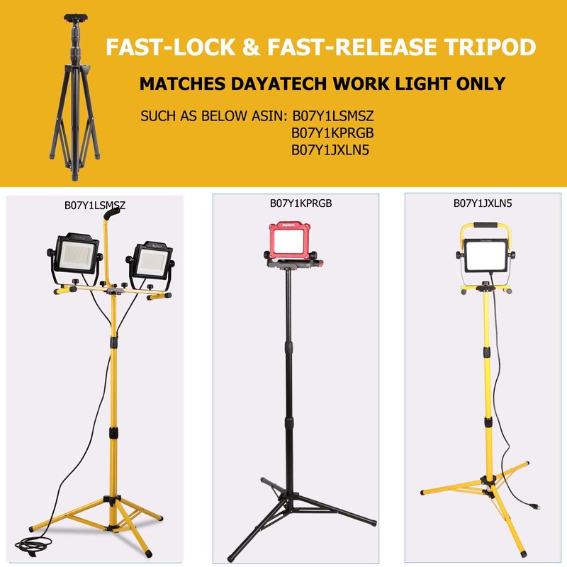 DAYATECH Adjustable Tripod Stand for LED Flood Light, Black, 5