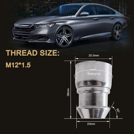 YYHHZZ M12 x 1.5mm Wheel Locks Lug Nuts, Fit for Impala, Equinox, Cruze, Accord, Civic, Element，Pilot, Wheel Locks, 4 Locking Lug Nuts, 2 Pcs Wheel Lock Key