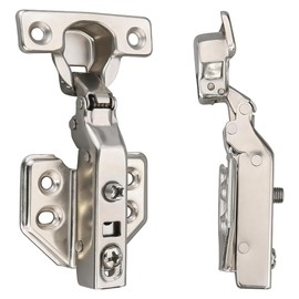 Luokim 26mm Mini Cup Soft Close Cabinet Hinges for Thin Door Full Overlay Concealed Cabinet Hinge with Screws Nickel Finish 2 Pcs