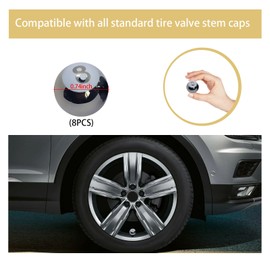 Augeny 8 PCS Car Tire Valve Caps, Pool 8 Ball Wheel Valve Stem Covers with Rubber Ring, Corrosion Resistant Airtight Tyre Dust Caps, Universal Stem Covers for Car, Truck, Bicycle, SUV (Gray)