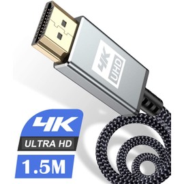 4K HDMI Cable, 3.9 ft (1.4 m), High Speed Upgraded Version; HDMI 2.0 Standard HDMI Cable 4K 60Hz, 3840p/2160p, UHD, 3D, HDR, 18Gbps, High Speed Ethernet, ARC HDMI Cable, Compatible with Apple TV,