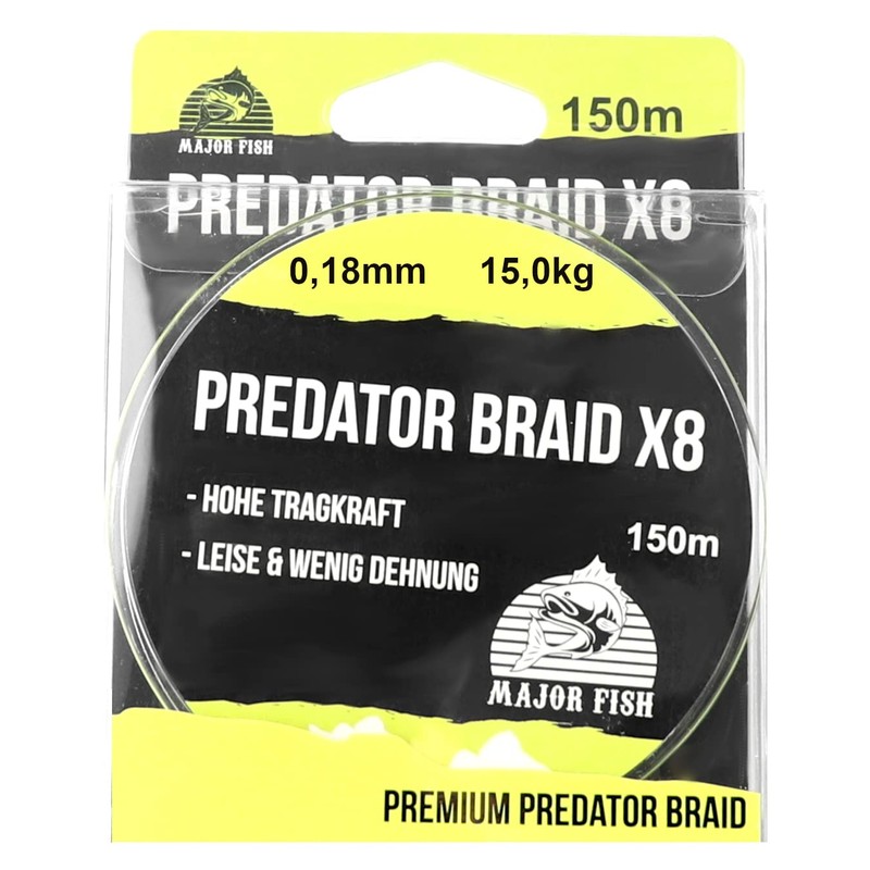 Major Fish Predator Braid 8-Way Braided Fishing Line Lemon Yellow