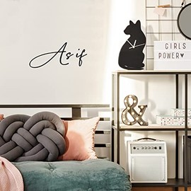 Vinyl Wall Art Decal - As If - 11" x 25" - Trendy Lovely Good Vibes Cursive Quote Sticker for Home Office Bedroom Closet Mirror Living Room Window Decor (Black)