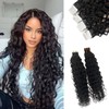 Curly Tape in Hair Extensions,14inch Natural Black Water Wave Real