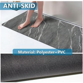 LITA-Bath Rug Custom Size-Rubber Non Slip Quick Dry Super Absorbent Thin Rugs Fit Under Door-Washable Bathroom Floor Mats for in Front of Bathtub,Shower Room,Sink, Gray Marble, 3' x 3'