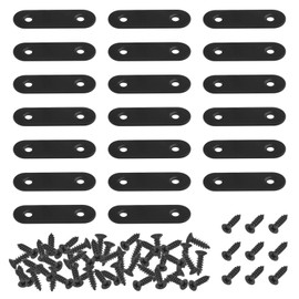 Mardatt 20 Sets 50x16mm Stainless Steel Black Straight Bracket Repair Plates for Wood Heavy Duty Flat Straight Strut Joint with Mounting Screws