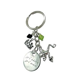 Art Attack Paris France Je T'Aime Et Je T'adore Keychain, Kissing Frog Princess Queen King Crown Key Ring