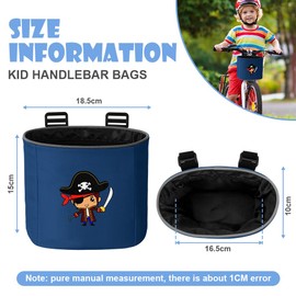 Adiwo Bike Basket Kids, Boys Bike Basket Waterproof Bicycle Front Basket, Detachable Bike Handlebar Basket, 210D Oxford Cloth Basket Carrier Bag with Cartoon Pattern, Bike Accessories For Girls Boy