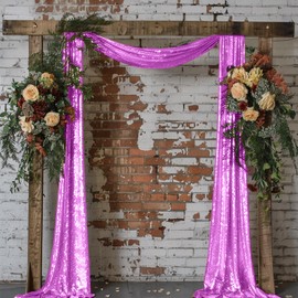 KUKUSOUL 12''x20FT Wedding Arch Draping Fabric Purple Wedding Decorations for Baby Bridal Shower Wedding Birthday Party Christmas Decor 1 Panel KULWMD089