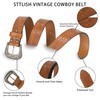 HilyBony Women Western-Belts Vintage Leather Western Buckle Cowgirl Waist Belt