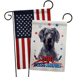Breeze Decor Patriotic Black Dane Garden Flag Pack Dog Puppy Spoiled Paw Canine Fur Pet Nature Farm Animal Creature Applique House Banner Small Yard Gift Double-Sided, Made in USA