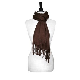 Biagio 100% Wool Pashmina Solid Scarf Chocolate Brown Color Womens Shawl Wrap