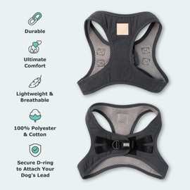 FuzzYard Life Step in Dog Harness | Size L | Stylish Premium Cotton Design in Slate Grey Perfect for Everyday Walks