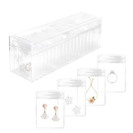 Acrylic Jewelry Box Organizer, Clear Jewelry Organizer Holder with 40pcs Portable Anti Tarnish Jewelry bags, Travel Jewelry Case for Earrings/Rings/Necklaces Gift for Women Girls (Transparent)