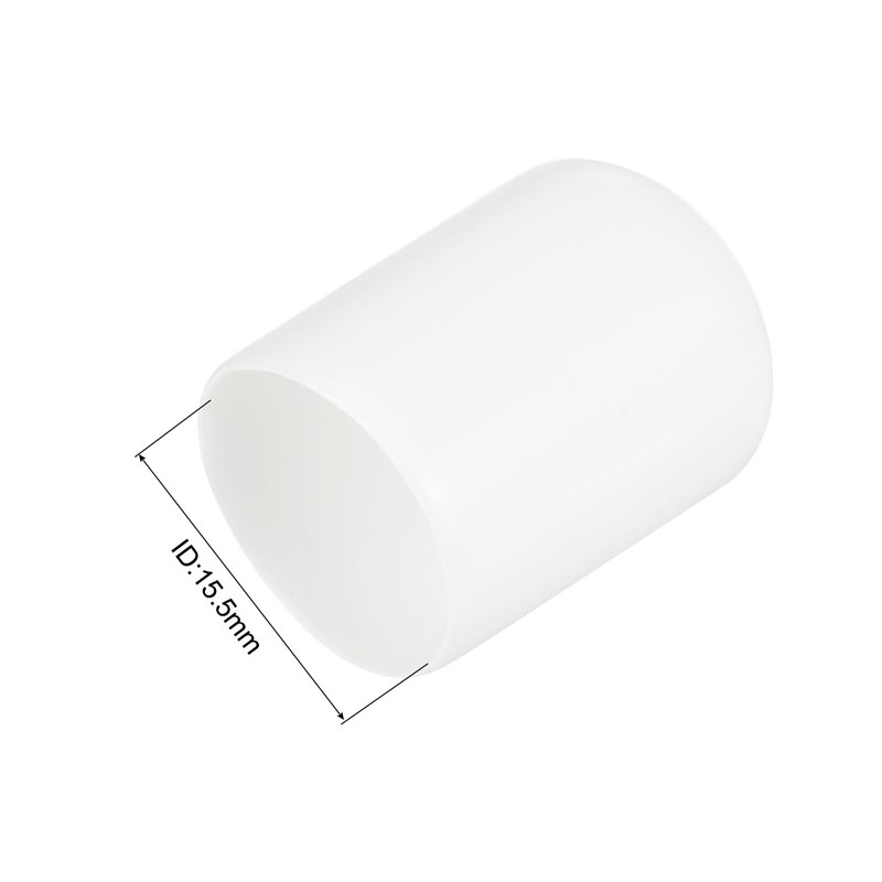 sourcing map 100pcs Round Rubber End Caps 5/8"(15.5mm) White Vinyl