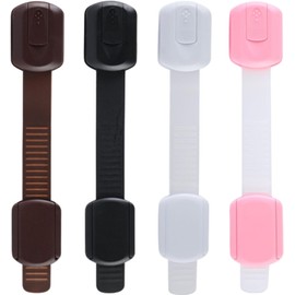 8-Pack Baby Safety Locks - No Drill Sticky Cabinet & Drawer Latches for Fridge, Toilet, Dishwasher | ABS+PE Child Proof Locks (White/Pink/Black/Brown 2 Each)