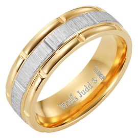 Willis Judd Titanium Ring for Men Engraved I Love You In Gift Box Wedding Band Ring Mens Engagement Ring Groove Promise Ring Comfort Fit Two Tone Size Z+2