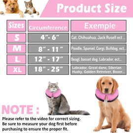Inflatable Dog Collar with Quick Release and Adjustable Fit,This Protective Dog Cone for After Surgery Protects from Stitches, Bites, Licks and Wounds, Soft Pet Recovery Collar for Dogs, (Pink, L)