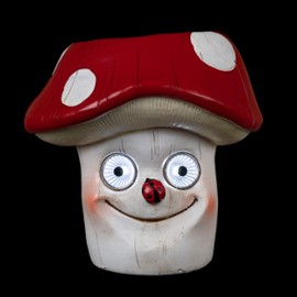 Solar Windowsill Planter - Magic Mushroom Flower Pot Figurine | LED Patio Decor | Indoor Herb Planter Decorative Statue | Garden, Deck or Pool | Great Housewarming Gift Idea