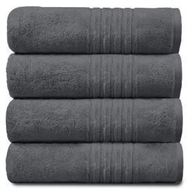 GC GAVENO CAVAILIA 4 Pack Hand Towels for Bathroom - Washable & Fast Drying Towel Set - 100% Egyptian Cotton Towels - Gym Towel, Charcoal