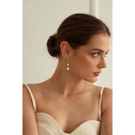 Pearl earrings for women, Trendy Cute Simulated Pearl Drop Earrings, Party Birthday wedding Thanksgiving gift for Women daughter (Double Pearl Drop)