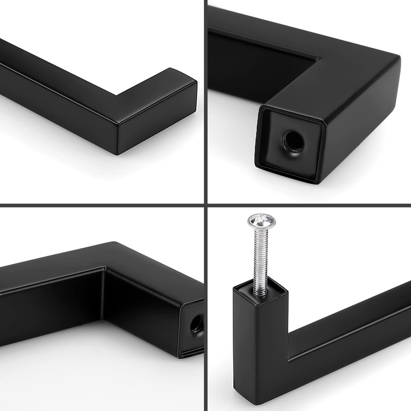 Probrico (20 Pack Matte Black Cabinet Pulls Square Drawer Handles