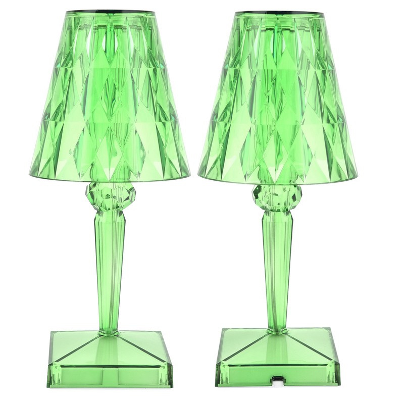 LED Crystal Table Lamp Transparent Prism Dimmable Desk Lamp USB