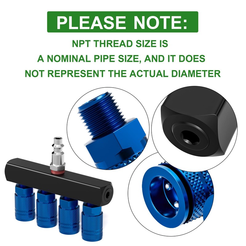 TAISHER 4-Way Straight Air Manifold 5 Ports Aluminum Industrial Pneumatic