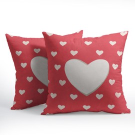 Valentines Day Love Heart Throw Pillows Cover 18X18 Inch Set of 2 Pink Love Heart Throw Pillows Cover Romantic Pillowcase Valentines Cushion Covers Anniversary Outdoor Decor for Home Sofa Bed Couch