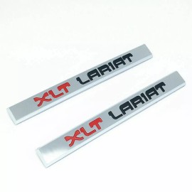 FORD 87-91 FORD F-150, F-250 XLT LARIAT 2pc Fender Emblem Nameplate Badge Side