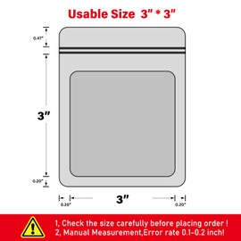 EONJOE 100-pack mylar bags with clear window holographic resealable sealable packaging zip bag for small bussiness jewelry candy sample food packing supplies （3×3 inch，Dark blue）