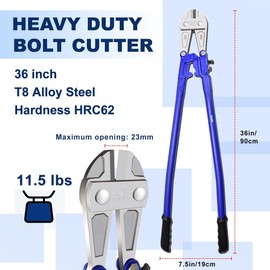 ZrgGea Bolt Cutter 36 inch | Heavy Duty Wire Cutters | Industrial-Grade Heavy-Duty Bolt Cutters, Forged from T8 Alloy Steel, Hardness HRC62, Knives for Cutting Rebar, Screws, Fences and Padlocks