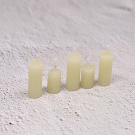 Dollhouse Miniature Candle Set (5pc) - Tiny Candle, Mini Candle, 1/12, Decoration, Decor, Fairy Garden, Rustic, Beesax, Farmhouse, DIY Craft, Art, Project, Diorama (Yellow)