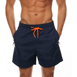 Gaocai Swim Shorts for Men Quick Dry Beach Shorts Waterproof Swimming Shorts Summer Mens Swim Trunks Board Shorts Surfing Shorts with Zipper Pockets Dark Blue XXL