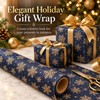Snowflake Wrapping Paper Roll for Holiday Gifts – Double-Sided Navy