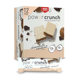 Power Crunch Power Crunch Protein Wafer Bars, High Protein Snacks with Delicious Taste, Chocolate Coconut, 1.4 Ounce (12 Count)